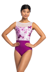 

	Camille V-Back Boatneck Leotard with Vivid Floral and Mesh

