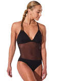 

	Capezio Plunge Neck Mesh Midriff Leotard  3763W

