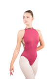 

	Avery High Neck Open Back with Floral Mesh Leotard

