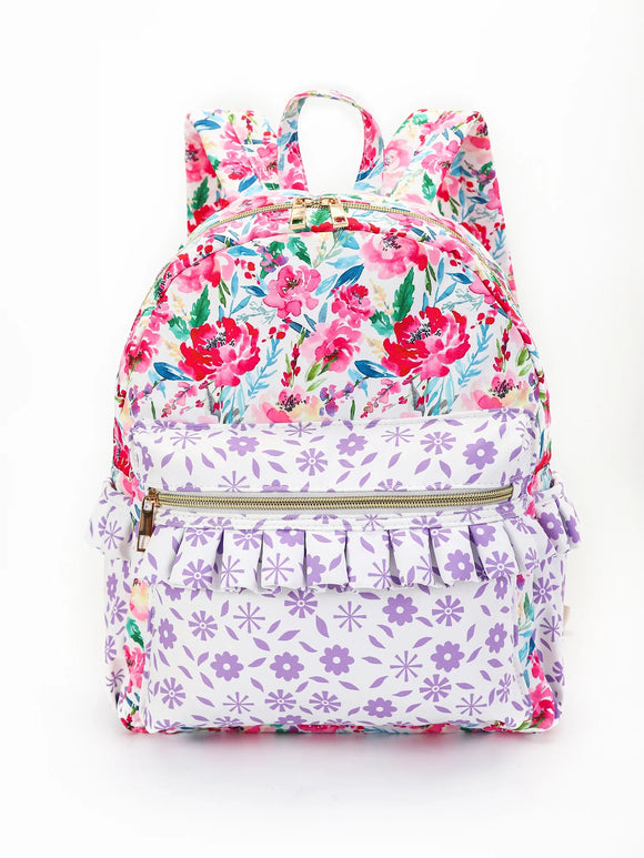 SKP Hot Pink Flower Ruffle Backpack BA0101-M