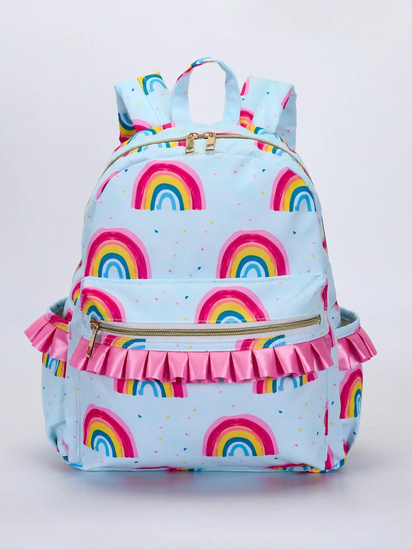 SKP Pink Ruffle Rainbow Printed Backpack BA0167-M