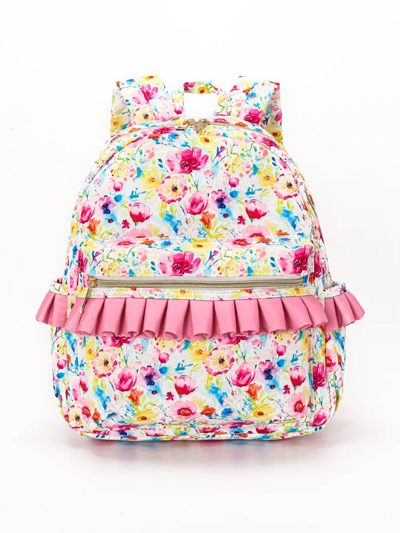 SKP Pink Flower Kids Ruffle Backpack BA0174-M
