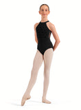 

	Bloch Opulence Kids Floral Flock Print Halter Leotard CL40016

