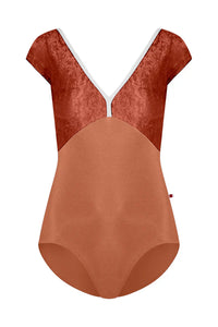 

	Yumiko Alicia Cap Sleeve Leotard in Rosewood and Amaretto July-25-03


