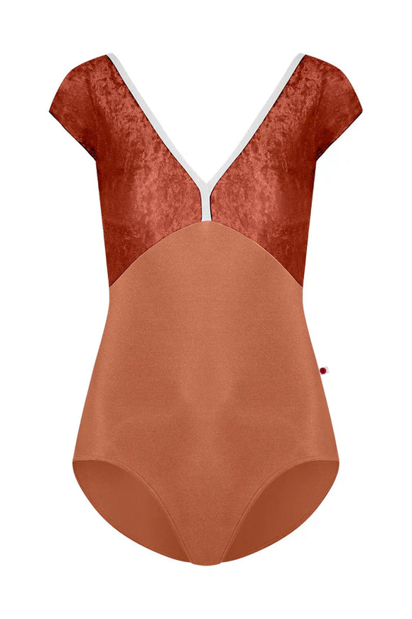 Yumiko Alicia Cap Sleeve Leotard in Rosewood and Amaretto July-25-03