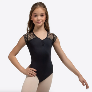 

	So Danca Marie Lace Cap Sleeve Leotard with Open Back L2599

