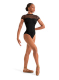 

	Mirella Adagio Mock Neck Embroidered Cap Sleeve Leotard M20011LM

