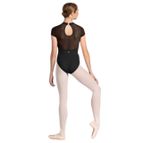 

	Mirella Mock Neckline Braid Detail Mesh Back Cap Sleeve Leotard M5104LM

