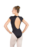 

	Naomi High Neck Teardrop Back Cap Sleeve Leotard

