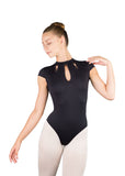 

	Naomi High Neck Teardrop Back Cap Sleeve Leotard

