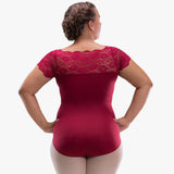 

	So Danca Curvy Adult Cap Sleeve Leotard with Lace SL196

