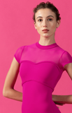 

	Mirella Mock Neckline Braid Detail Mesh Back Cap Sleeve Leotard M5104LM

