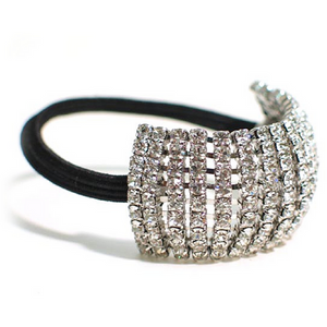 

	Nine Row Clear Rhinestone Ponytail Holder

