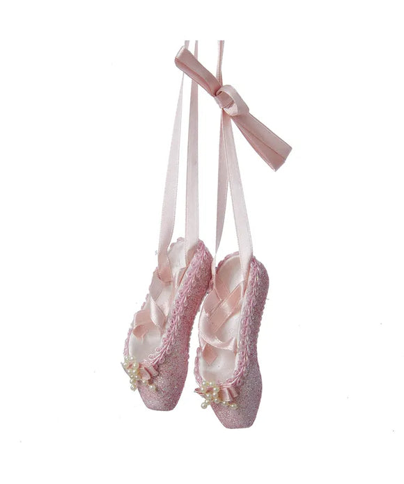 Kurt Adler Pink Glitter Ballet Shoes Ornament T1483