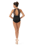 

	Mirella Paneled Halter Leotard with Printed Mesh M8028LM

