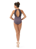 

	Mirella Paneled Halter Leotard with Printed Mesh M8028LM

