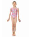 

	Printed Tank Gymnastics Leotard with Metallic Details 27822

